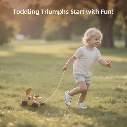 Hedgehog Pull Toy | Montessori Wooden Pull-Along Walking Toy with Wooden Grip Ring | Natural Drumming Sound for Kid Toddlers - Image 5