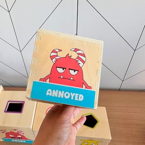 Open The Joy Wooden Tower of Emotions – Stacking Emotional Learning Toy for Toddlers | 5 Emotion Face Blocks + 5 Shape Sorting Blocks | Montessori Toy for Early Development | Ages 12 Months+ - Image 6