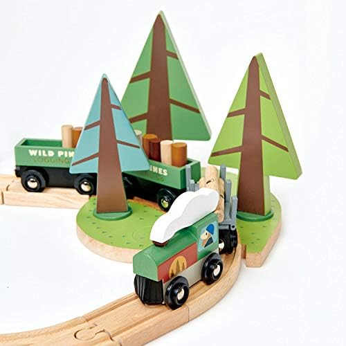 Tender Leaf Toys - Wild Pines Train Set - Stunning Wooden Lumberjack Style Toy Train Set for Age 3+ - Image 4