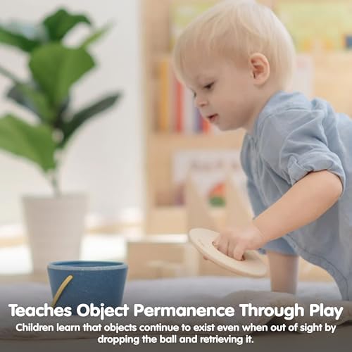 PlanToys® Pop N Drop Bucket Wooden Object Permanence Toy for Babies 6M+ - Image 5