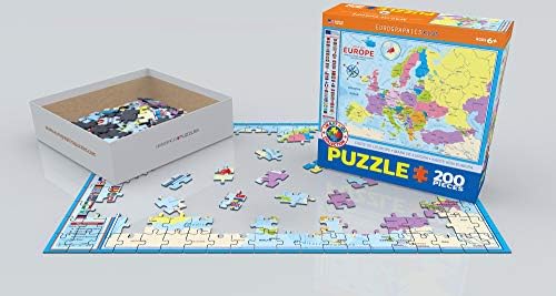 Eurographics Map of Europe 200-Piece Jigsaw Puzzle, 19" Height Finished Size, Blue Board with Durable Easy-Fit Pieces, Made in USA Educational Geography Puzzle - Image 3