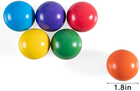 1.8 Inch Montessori Wooden Rainbow Balls, Colorful/Pastel/Natural Wooden Ball Toys for Toddler & Baby Grasping, Preschool Learning Material, Educational Counting Toy - 6 Pcs - Image 2