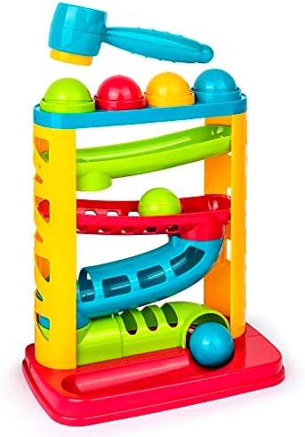 Durable Pound A Ball Toys for Toddler, Stacking, Learning, Active, Early Developmental Hammer Montessori Toys, Fun Gifts for Boy & Girl - STEM Educational Toy - Great Birthday Gift Ages 1 2 3 by PLAYKIDZ