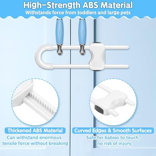 Modacraft 15 Pcs Sliding Cabinet Latches, U Shaped Cabinet Door Locks, Baby Cabinet Safety Latches for Baby Proofing, No Drilling Tool-Free Installation Easy to Use for Knobs or Handle Double Door - Image 5