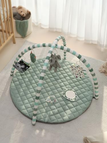 Blissful Diary Baby Play Gym Mat, Play Mat Activity Mat with 6 Detachable Toys for Stage-Based Sensory & Motor Skill Development, Easy to Install & Clean, Baby Essentials Gift, Sage Green - Image 2