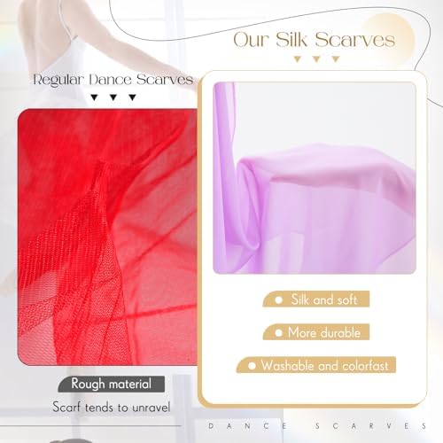Shyyween 24 Pcs Chiffon Juggling Scarves Dance Scarves Bulk 24 x 24 Inches Colorful Square Soft Scarfs for Music Movement Education Musical Performance Magic Trick Props Accessories - Image 4