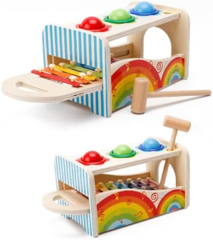 Wooden Pound A Ball Toy, Xylophone Hammer Ball Game - Image 2