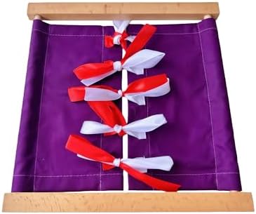 Premium Montessori Ribbon Tying Dressing Frame – Solid Beechwood Practical Life Material, Learn to Tie Bows & Knots, Fine Motor Skills & Self-Care Activity for Toddlers, Homeschool Classroom Kids 3-6 by PENEPICO-SIMPLELIFE