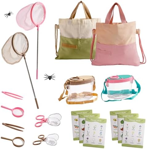 ROBOTIME Twin Color Catcher Kit for Kids: 2-Person Outdoor Explorer Set with Green & Pink Gear | Complete Hunting Kit for Siblings & Friends Ages 3+ by ROBOTIMEBuildingThingstoLife
