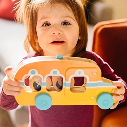 Melissa & Doug GO Tots Wooden Roll & Ride Bus with 3 Disks School Bus Toys for Babies and Toddlers - FSC-Certified Materials - Image 2