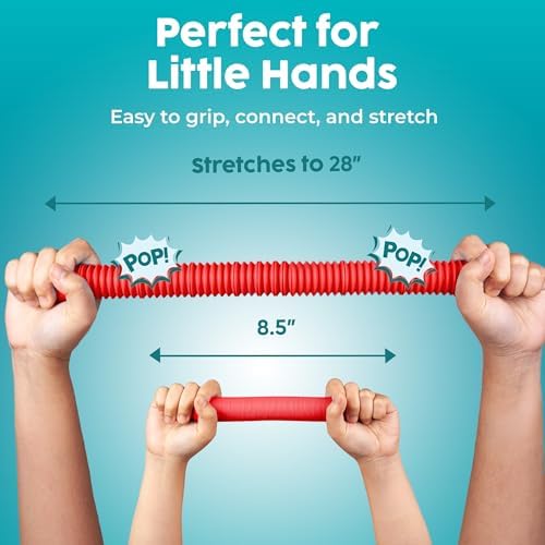 BUNMO Pop Tubes - Sensory Toys - Fidget Toys - Imaginative Play & Stimulating Creative Learning - Hours of Fun for Kids - Tons of Ways to Play - Non-Mouthable Toy 3+ - 8 Pack Large - Image 4