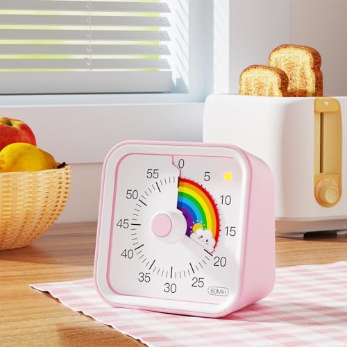 Visual Timer for Kids, Rainbow Timer with Pause Function, Pink - Image 4