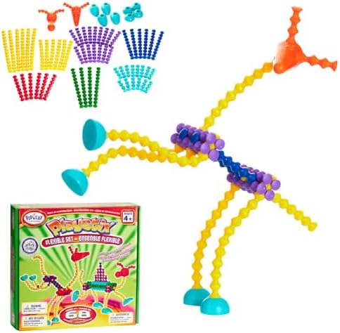 POPULAR PLAYTHINGS Playstix, Flexible Set 68 Piece, Building Sticks Kit by PopularPlaythings