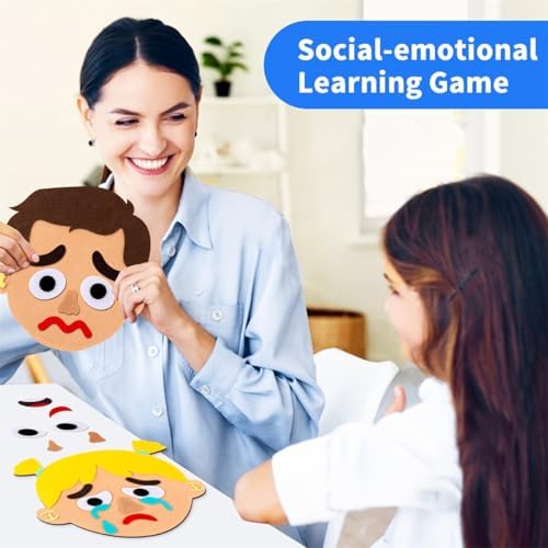 1Set Emotion Learning Felt Board Set for Kids, Montessori Sensory Toys, Interactive Storytelling Kit with 6 Facial Expressions, Early Education Tool for Toddlers - Image 4