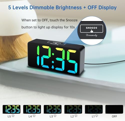 DreamSky Small Digital Alarm Clock for Bedroom, RGB Kids Alarm Clock Boys - Image 5