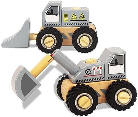 Construction Vehicles for Toddlers, 2 Pcs Wooden Detachable Assemble Bulldozer and Excavator, Kids Vehicle Toys Hand Push Car Toys for 3 Years Old Boys Girls - Image 7
