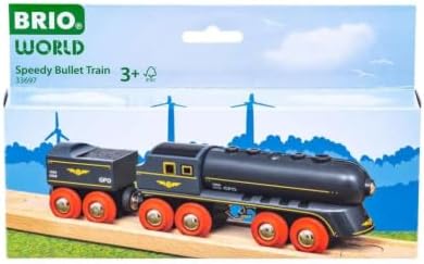 BRIO World - 33697 Speedy Bullet Train - Engaging 2-Piece Wooden Toy Train Set | Ideal for Kids Age 3+ | Enhances Motor Skills | Compatible Railway Toys | FSC Certified Materials - Image 2