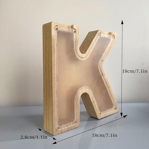Wooden Letter Piggy Bank for Kids Boys Girls, A-Z Letters Wood Coin Bank Money Box, Piggy Bank for Toddler Family Christmas Birthday Gift(K) - Image 7