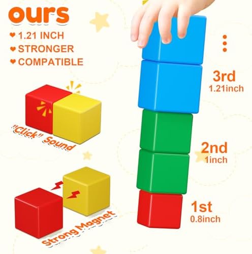 KAEILORU Magnetic Blocks Toys for Toddler Girls Boys Age 3-5 5-7 4-8 Magnetic Building Cubs Stem Sensory Toys, Preschool Learning Activities Birthday Gift for 3 4 5 6 7 Year Old - Image 2