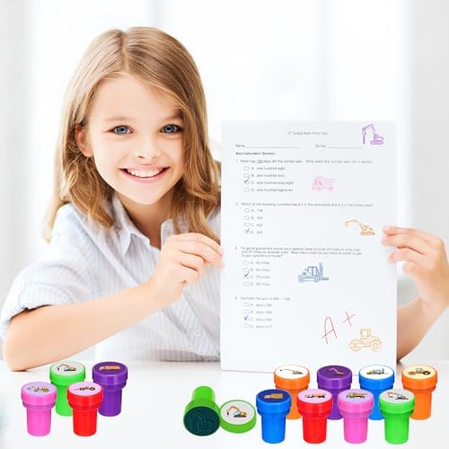 Cinrobiye 24 Pcs Construction Stampers Party Favor Set, Cute Building Site Stamps for Kids Birthday Party, Classroom Rewards, Educational Toys, Goody Bag Fillers, Construction Themed Party Supplies - Image 7
