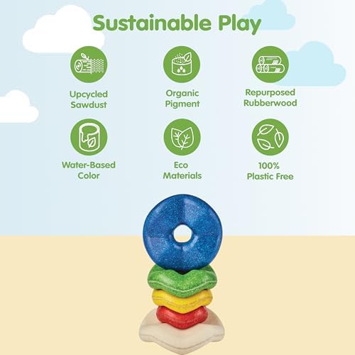 PlanToys® Wooden Wave Stacker Montessori Stacking Toy for Kids Toddlers - Image 3