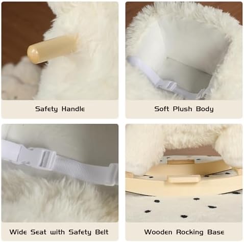 Alpaca Rocking Horse with Sound and Music for Ages 12-36 Months, Beige - Image 6