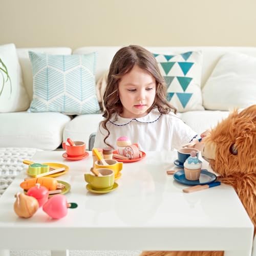GAGAKU Wooden Play Food Sets for Kids Kitchen, Montessori Wooden Play Food Toys with Plates and Dishes for Toddler Boys & Girls Gifts - Image 6