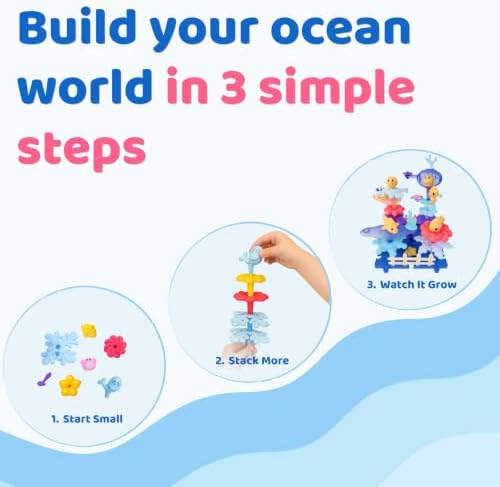 Toy Building Blocks for Kids Ages 3-5, 104-Piece Flower Garden Building Toy, Ocean STEM Stacking Set - Image 2
