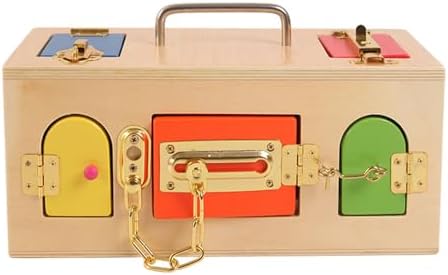 Montessori Lock and Key Toy, Wooden Latches Board Busy Board for Toddlers,Lock Box by Unknown