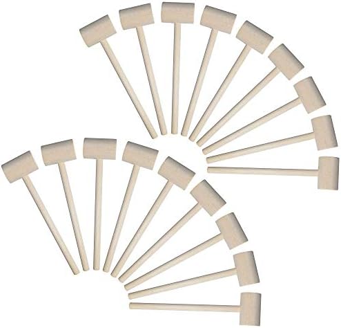 TDOCK 18 Pieces Mini Wooden Hammers Gavel Toy for Kids, Natural Wood Crab Lobster Seafood Mallets by TDOCK