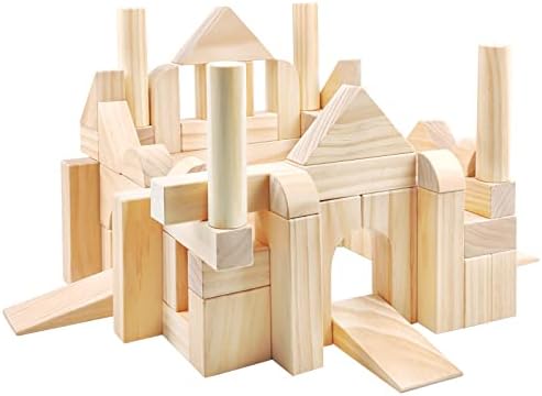 Large Wooden Blocks for Toddlers 1-3, 64Pcs Big Wood Building Blocks Set by XYLOLIN