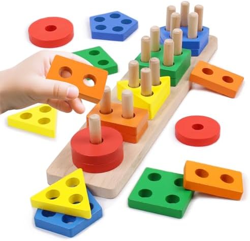Montessori Toys Stacking & Sorting Learning Shape Sorters for Toddlers 1-3 by YHHYTOY