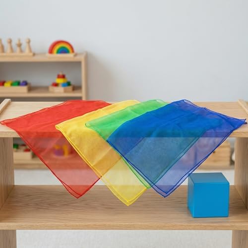 Jucoan 40 Pack Colorful Dance Scarves for Kids, 20 Colors Square Juggling Scarf Actives Scarves, 24 x 24 Inch Soft Ribbon Music Scarves Rhythm Scarves for Children Movement Play - Image 7
