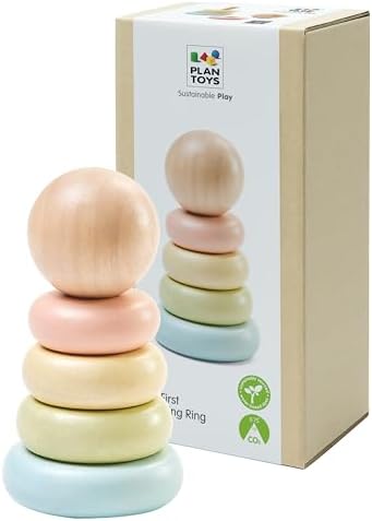 PlanToys® First Stacking Ring Wooden Montessori Baby Toddler Learning Toy by PlanToys