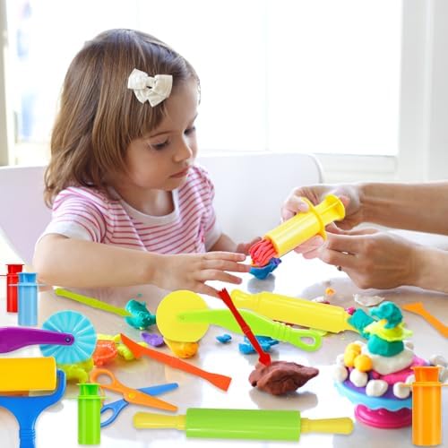LCY WEDSHI Dough Tool Set, 15 Pcs Dough Tools Sets for Kids Ages 4-8, Dough Accessories Includes Cutters Roller, Rolling Pins, Safety Scissors, Plastic Knife - Image 5