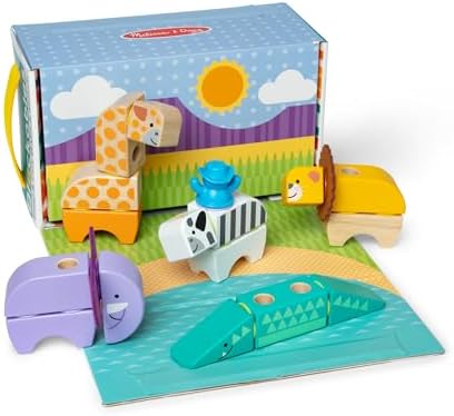 Melissa & Doug Blockables™ Safari Snap and Play, Mix and Match Connectable Wooden Building Blocks Play Set Toy for Preschool Boys and Girls (34 Pcs) by Unknown