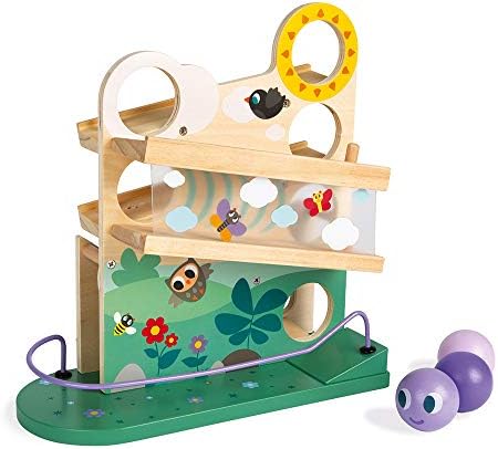 Janod - Wooden Ball Track - Caterpillars - 11.3x4.7x12 by Janod