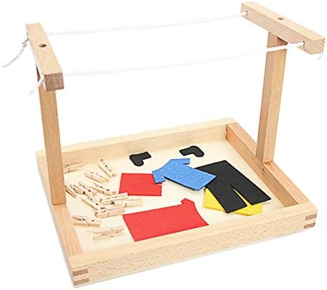 Montessori Wooden DIY Mini Simulation Clothes Drying Frame Clothes Suit Toys for Kids Children Basic Life Practice Training Toy - Image 3