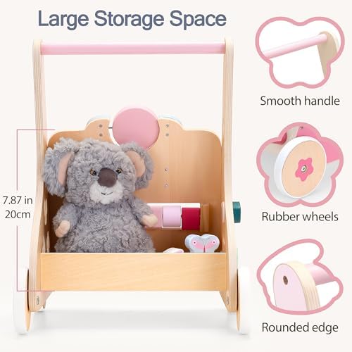 PairPear Wooden Baby Walker, Baby Push Walker Toys Activity Center - Image 6