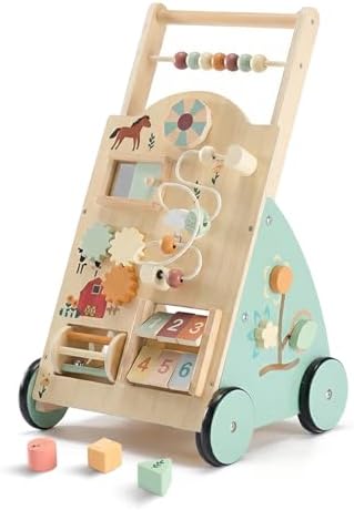 DUMOS Wooden Baby Push Walker, Montessori Toy, Adjustable Speed, 1+, Wood by DumosLifestyle