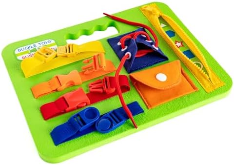 Buckle Toy, Busy Board, Green, Montessori Learning Toy for Toddlers - Image 5