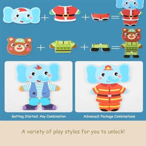 Wooden Bear Family Dress-up Puzzle Box for Toddlers(60pcs),Change Clothes Puzzle Games, Preschool Learning Activities Toys for Kids Ages 3+ - Image 6