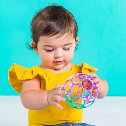 Bright Starts Oball Easy Grasp Classic Ball Infant Toy in Pink/Purple, Age Newborn and up. 4 Inches - Image 2