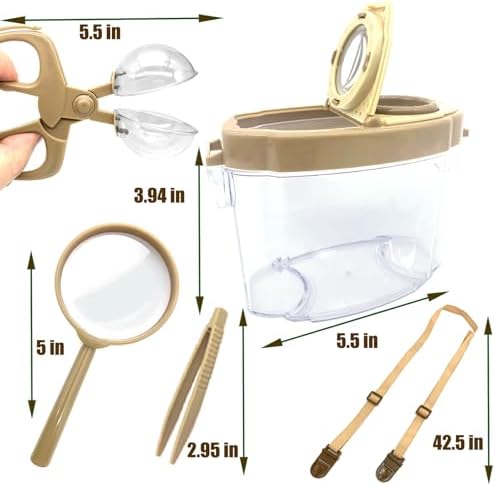 Bug Catcher Kit, Kids Bug Collection Kit, Outdoor Nature Explorer Kit, Science Educational Kit with Tweezers, Magnifying Glass, Bug Observation Container(Gold) - Image 6