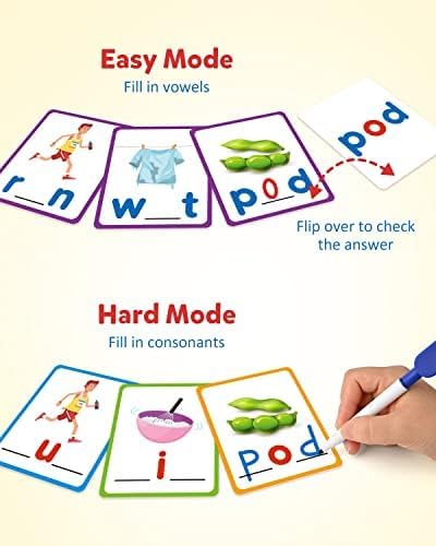 Coogam CVC Sight Words Flashcards, Short Vowel Spelling Game, Preschool Kids Learning Sight Words Supplies, Montessori Educational Writing Reading Toy Gift for 3 4 5 Years Old - Image 2