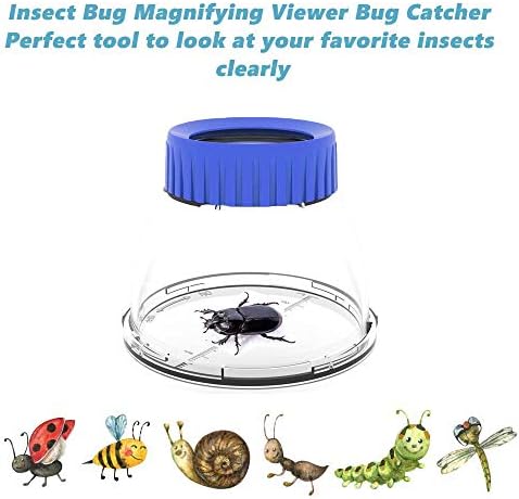 Bug Catcher 5X Magnifying Insect Observation Kit Built-in 7cm Ruler with 2 Slant Tweezers Bug Viewer Cage for Kids Science Nature Exploration (2 Pack Blue) - Image 2