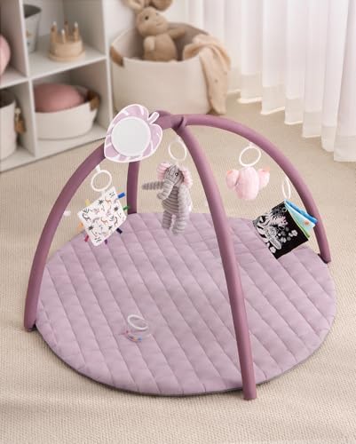 Blissful Diary Baby Play Gym Mat, Tummy Time Activity Mat with 6 Detachable Toys for Stage-Based Sensory & Motor Skill Development, Easy to Install & Clean, Baby Essentials Gift, Lavender Pink - Image 6