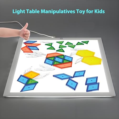 EXBEPE Translucent Pattern Blocks for Classroom 140 Pcs Kids Light Table Manipulatives Toys Education Learning Geometric Shapes - Image 6
