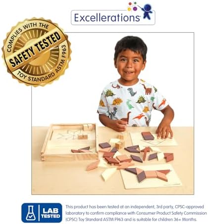 Excellerations Wooden Pattern Blocks - 44 Pieces - Image 2