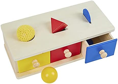 Montessori Box with Bins Coin Object Permanence and Drawer Infant & Toddler by Kghios